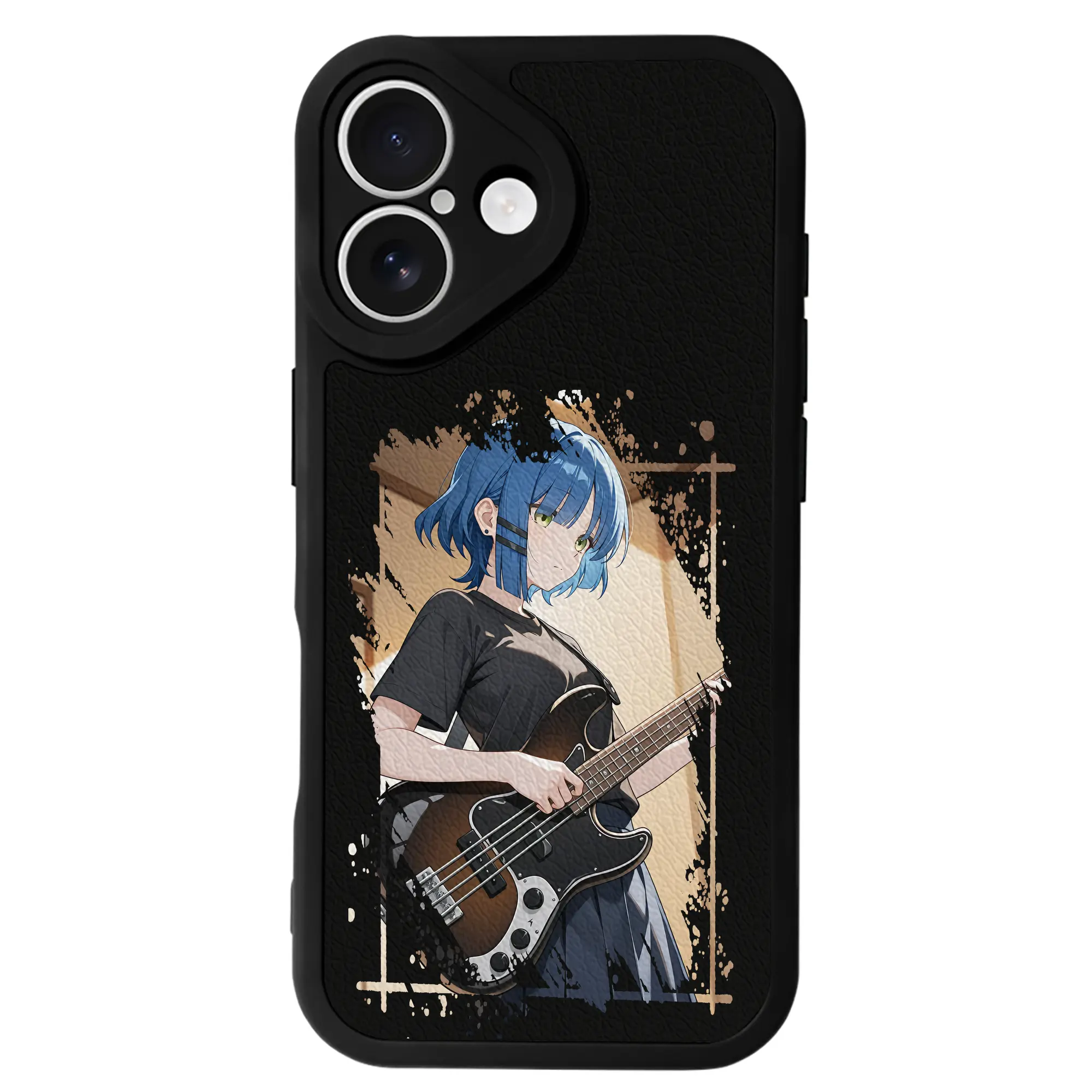 ぼっちざろっく！ グッズ,山田リョウ - IPhone 16シリーズ対応 ・ シリコンスマホケース ・ レザー調 ・ 高精度フィット ・ 耐衝撃 ・ ワイヤレス充電対応 ・ 精密カット